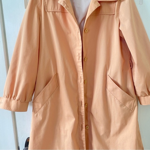 LONDON FOG Vintage Coral Trench Coat Women's Size 12 Petite Missing Belt - Picture 3 of 12